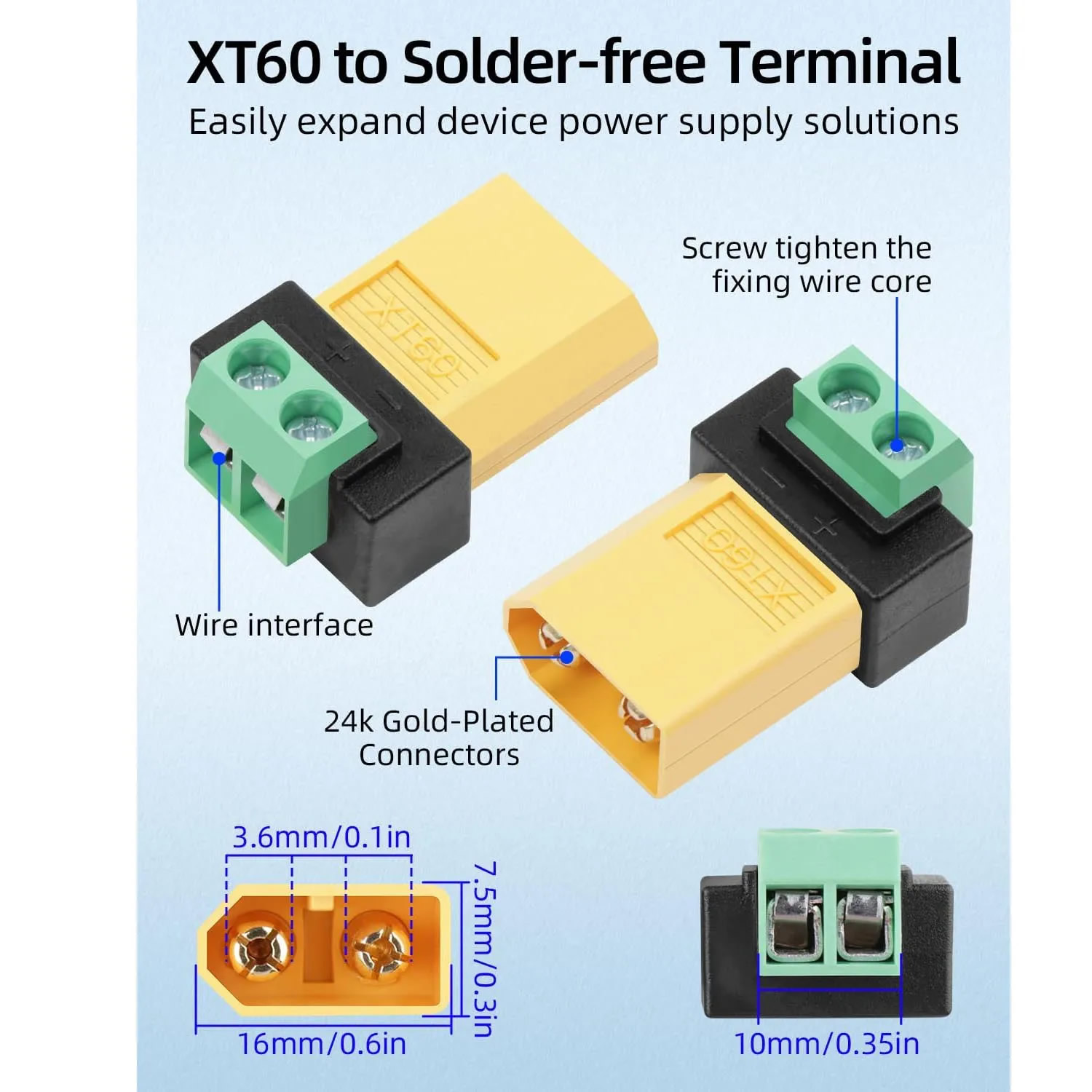 Solderless 2 Pin to XT60 Male  - Drone Solar Charger บทวิจารณ์และราคา